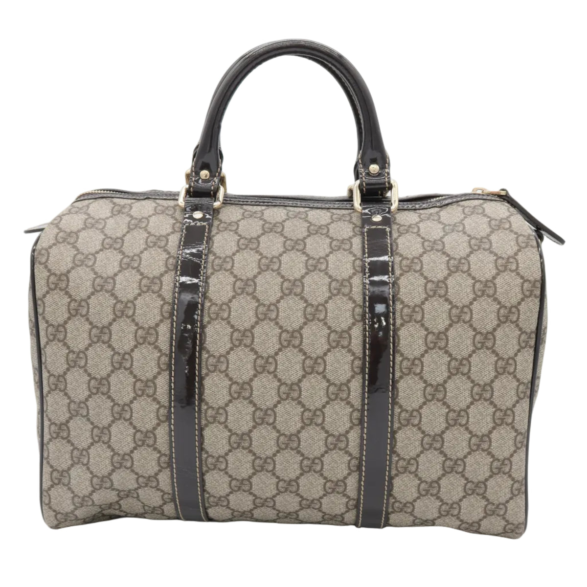 Gucci GG Supreme Monogram Boston Bag – Brown Patent Leather Trim & Gold-Tone Hardware – additional photo 2