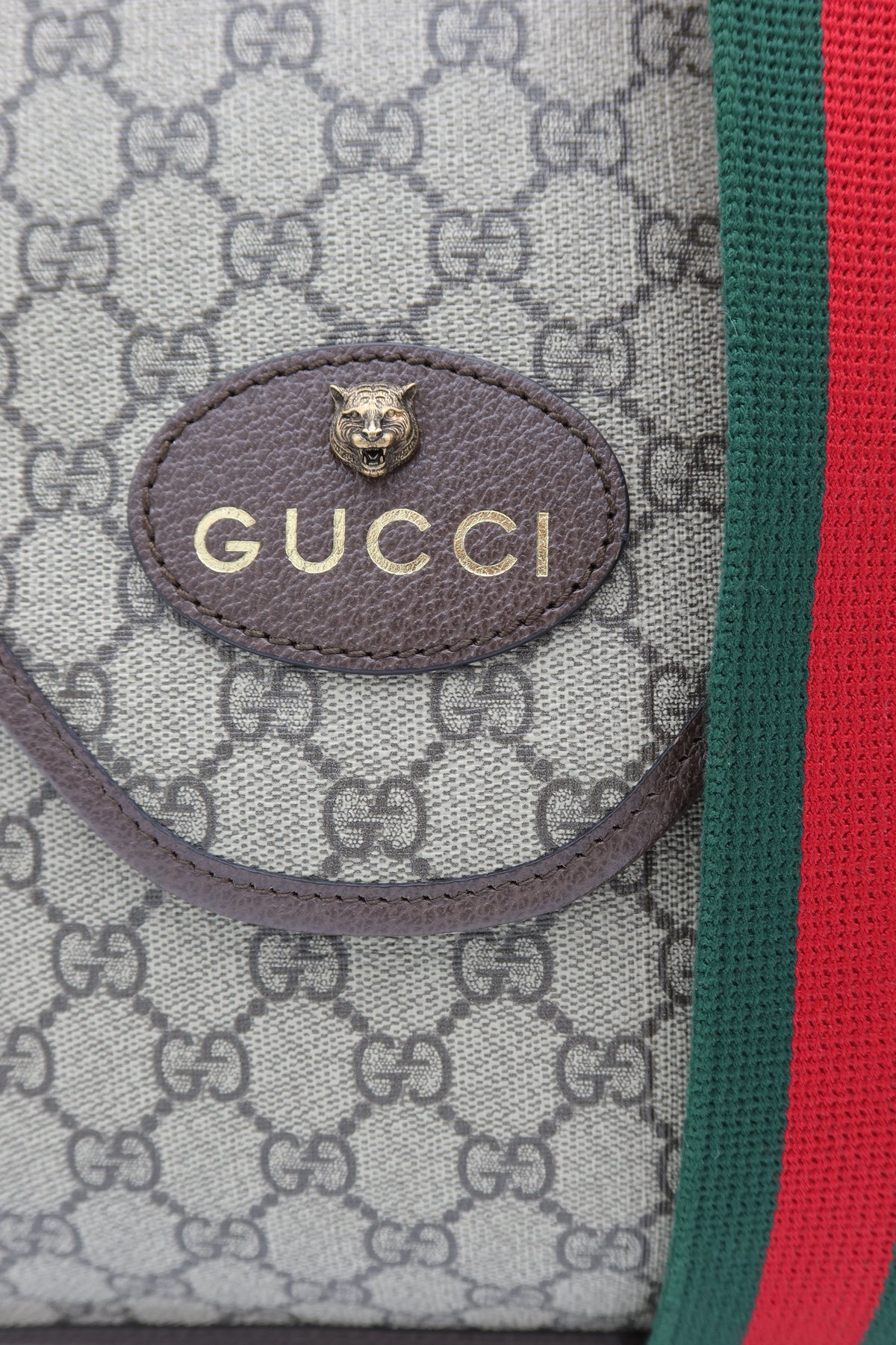 Gucci GG Supreme Neo Vintage Crossbody Bag with Web Stripe – Beige & Brown – additional photo 6