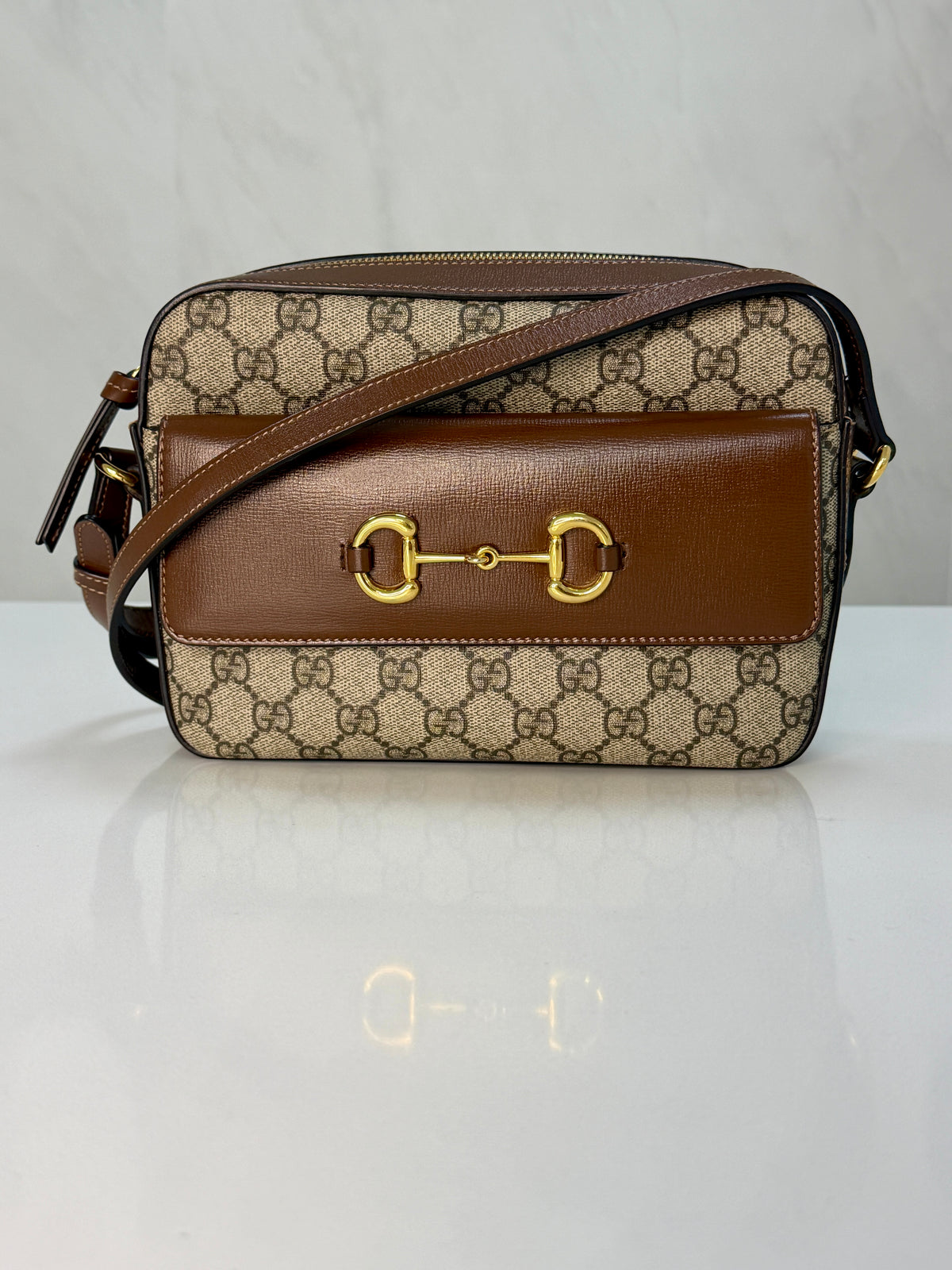Gucci Horsebit 1955 Small GG Supreme Brown Shoulder Bag – additional photo 16