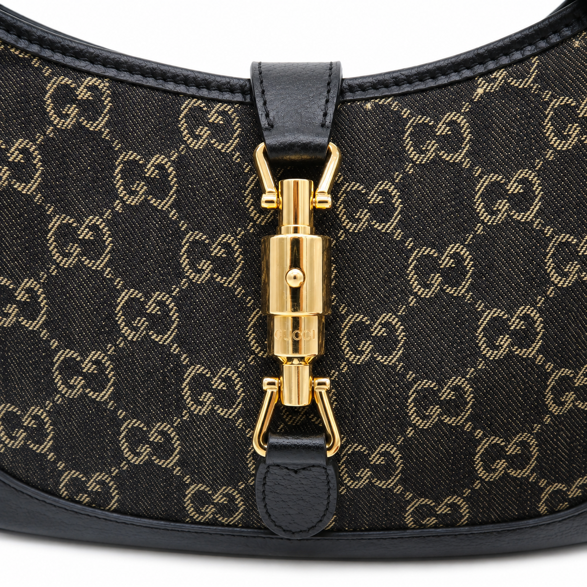 Gucci Jackie 1961 Small Shoulder Bag in Black GG Denim & Leather with Gold-Tone Hardware – additional photo 16