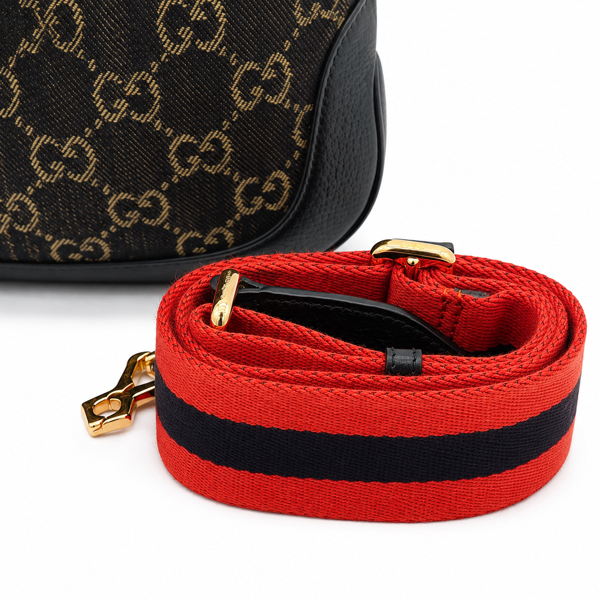 Gucci Jackie 1961 Small Shoulder Bag in Black GG Denim & Leather with Gold-Tone Hardware – additional photo 17