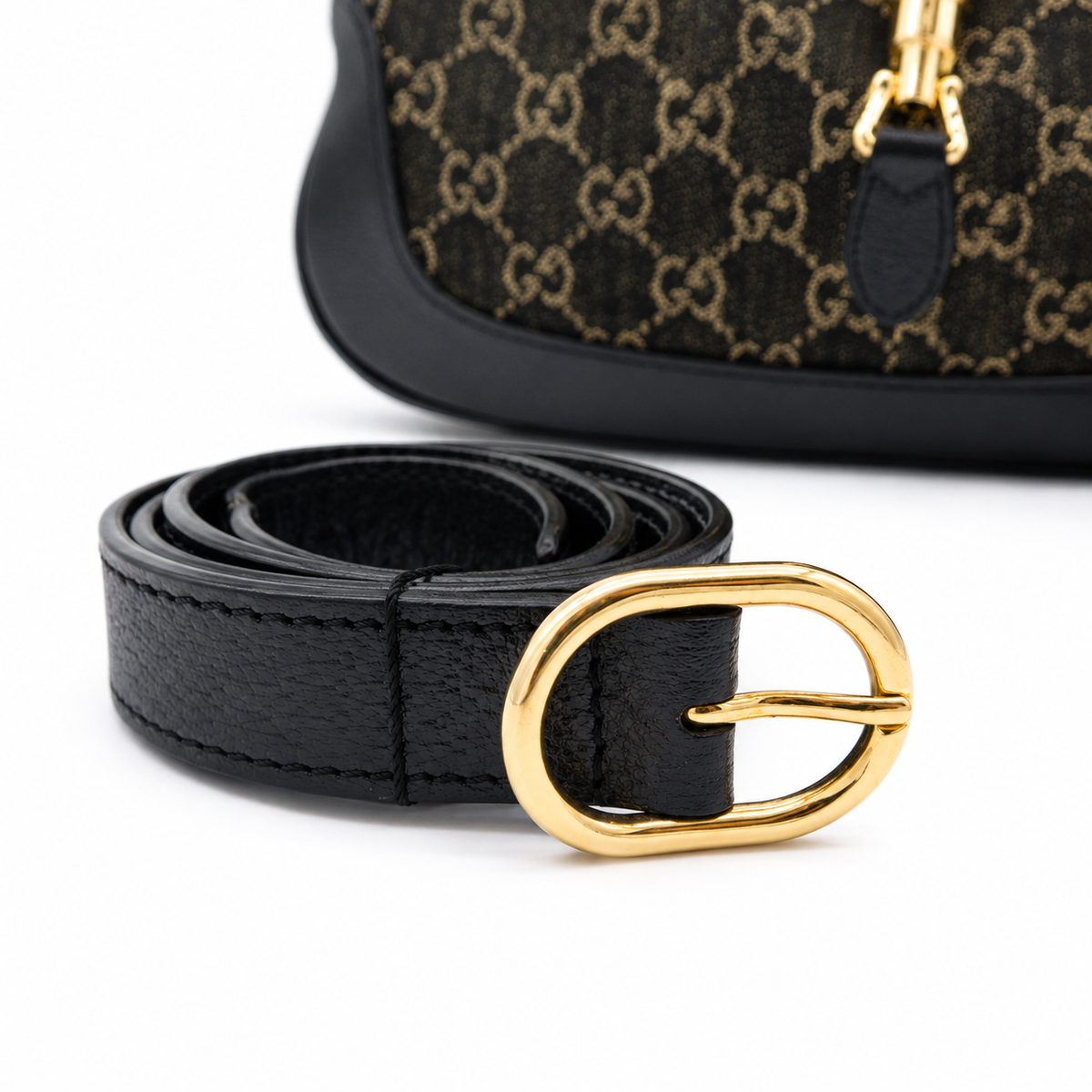 Gucci Jackie 1961 Small Shoulder Bag in Black GG Denim & Leather with Gold-Tone Hardware – additional photo 20