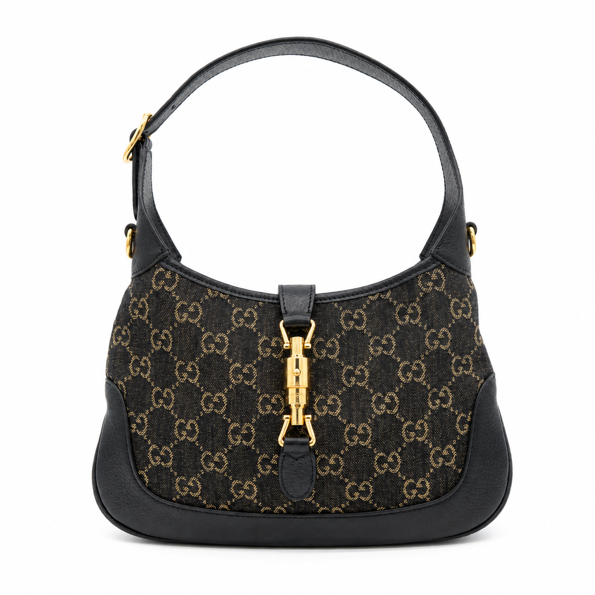 Gucci Jackie 1961 Small Shoulder Bag in Black GG Denim & Leather with Gold-Tone Hardware – additional photo 3
