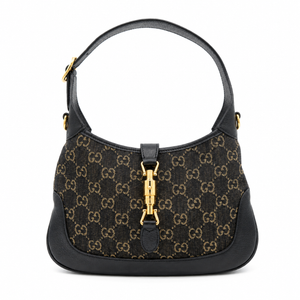 Gucci Jackie 1961 Small Shoulder Bag in Black GG Denim & Leather with Gold-Tone Hardware – additional photo 3