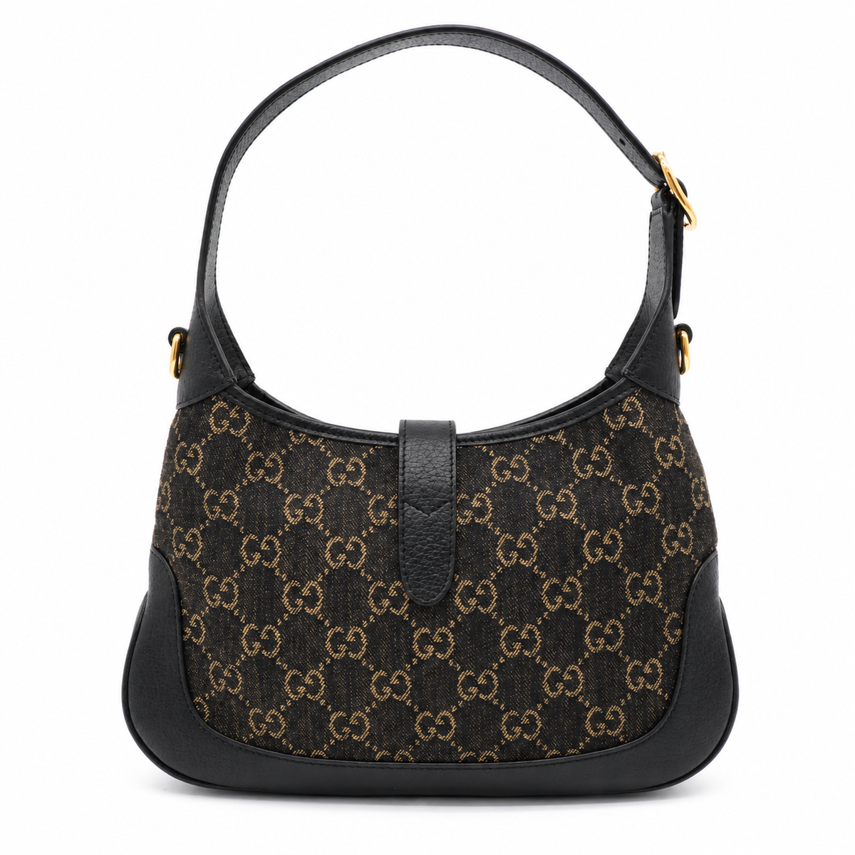 Gucci Jackie 1961 Small Shoulder Bag in Black GG Denim & Leather with Gold-Tone Hardware – additional photo 4