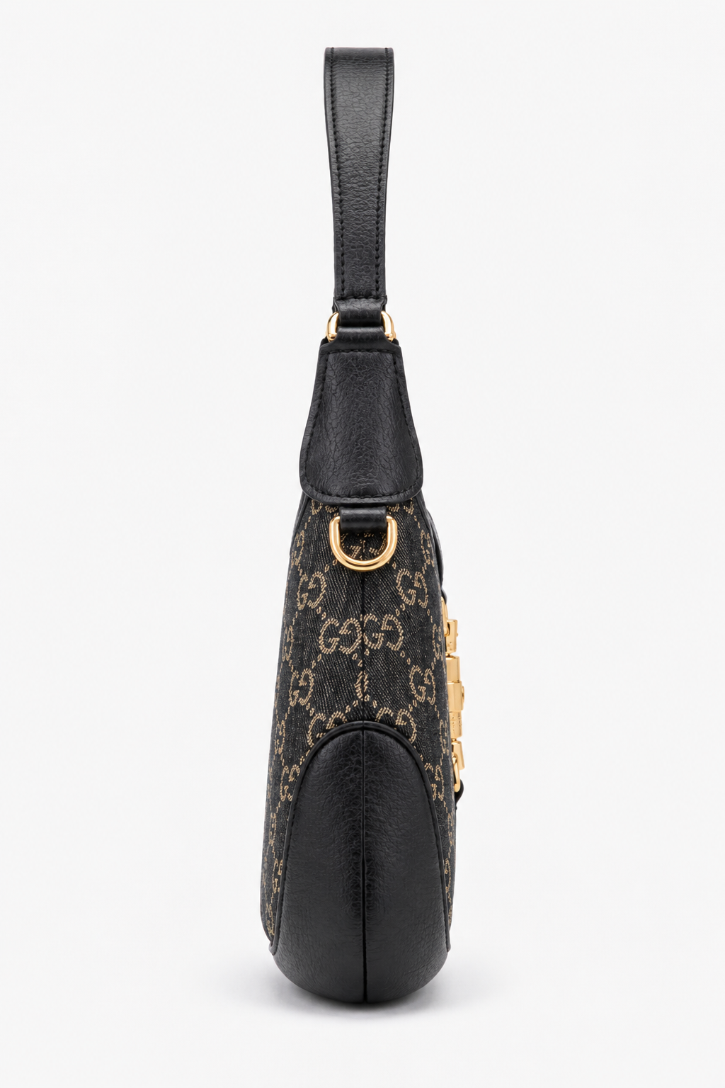 Gucci Jackie 1961 Small Shoulder Bag in Black GG Denim & Leather with Gold-Tone Hardware – additional photo 5