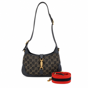 Gucci Jackie 1961 Small Shoulder Bag in Black GG Denim & Leather with Gold-Tone Hardware – additional photo 9