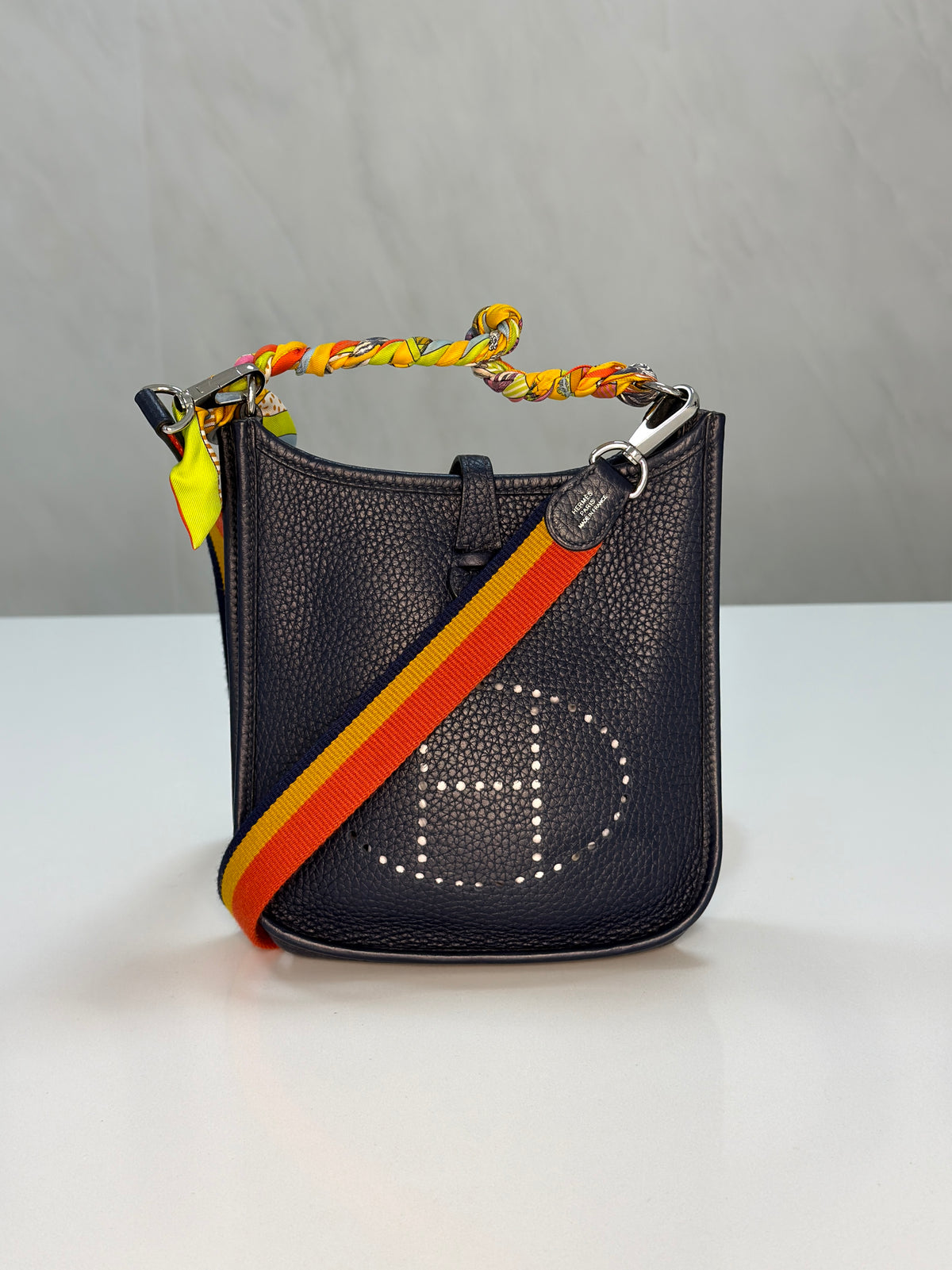 Hermès Evelyne TPM 16 Navy Blue Leather Crossbody Bag with Strap & Twilly – additional photo 2