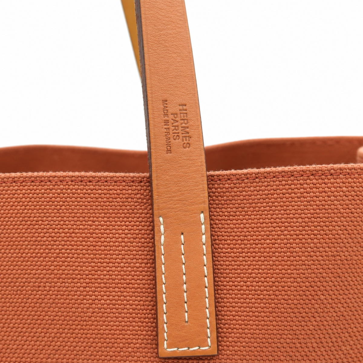 Hermès Toile Etrivière Elan Tote Bag – Orange Canvas with Natural Leather Straps – additional photo 9