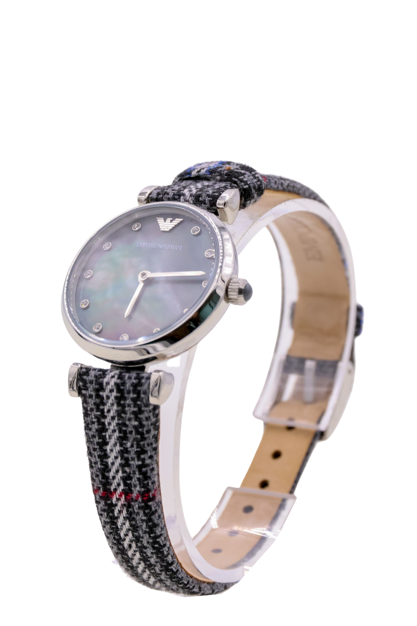 Emporio Armani Two Hand Grey Fabric Band Women's Watch - AR11343