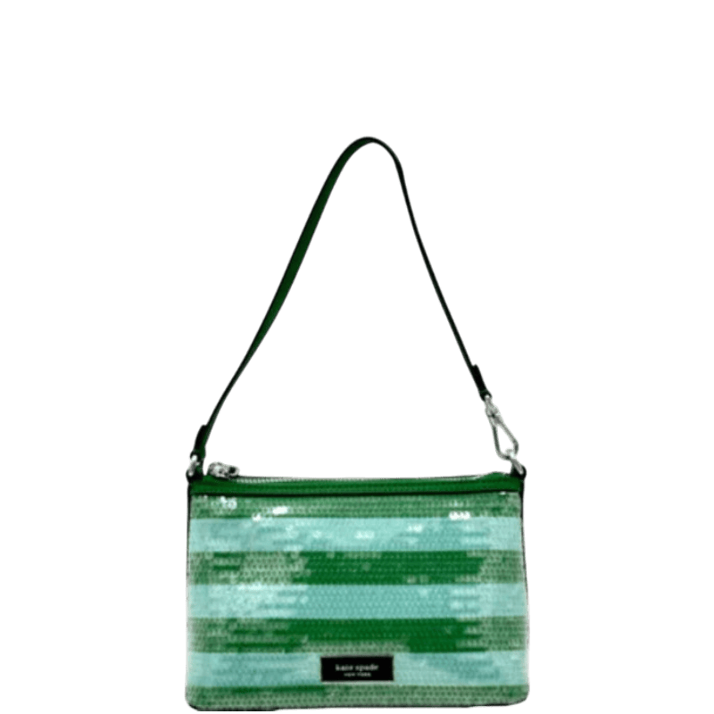 Kate Spade Lulu Seaside Stripe Sequin East West Pouchette - Green
