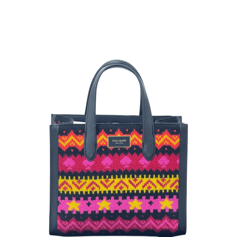 Kate Spade Manhattan Carnival Fair Isle Small Tote-Pink/ Multi