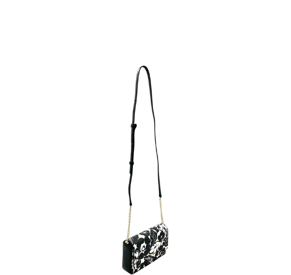 Kate Spade Morgan Tropical Foliage Flap Chain Wallet - White/Black – additional photo 4
