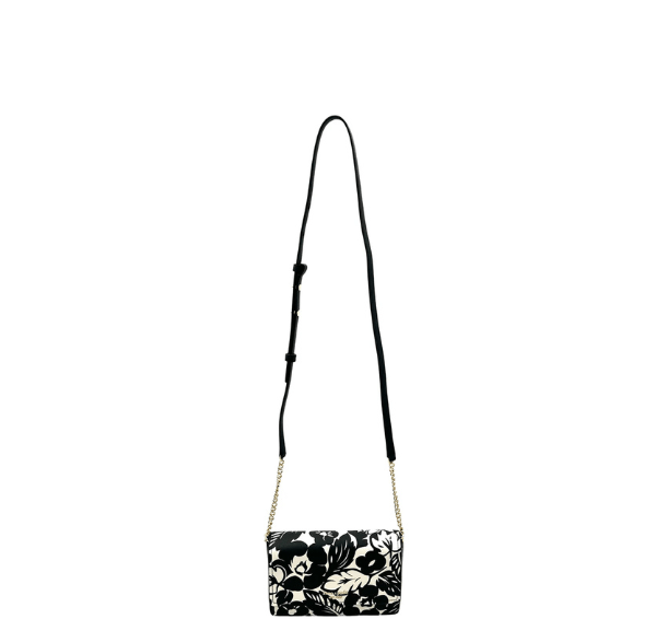 Kate Spade Morgan Tropical Foliage Flap Chain Wallet - White/Black – additional photo 6