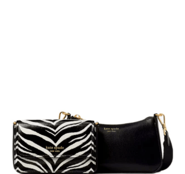 Kate Spade Morgan Zebra Embossed Double Up Crossbody - Black Multi
