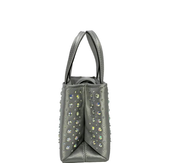 Kate Spade Sam Icon Crystal Embellished Fabric Mini Tote - Platinum Grey – additional photo 3