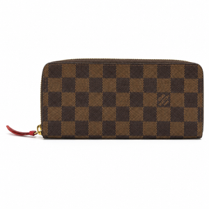 Louis Vuitton Damier Ebene Zip-Around Wallet with Red Leather Pull