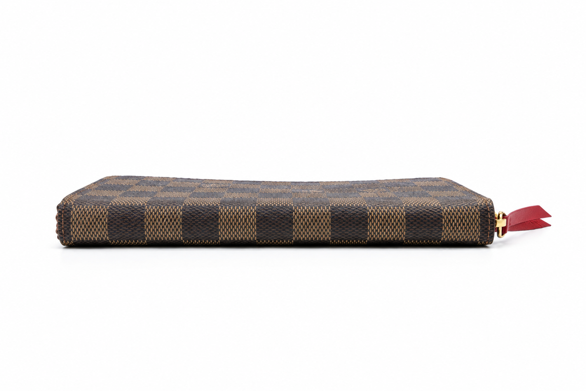 Louis Vuitton Damier Ebene Zip-Around Wallet with Red Leather Pull – additional photo 5