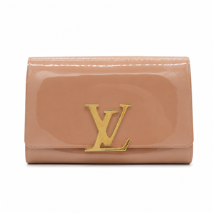 Louis Vuitton Louise Patent Leather Clutch Wallet Nude Beige Gold LV Hardware – Good Condition