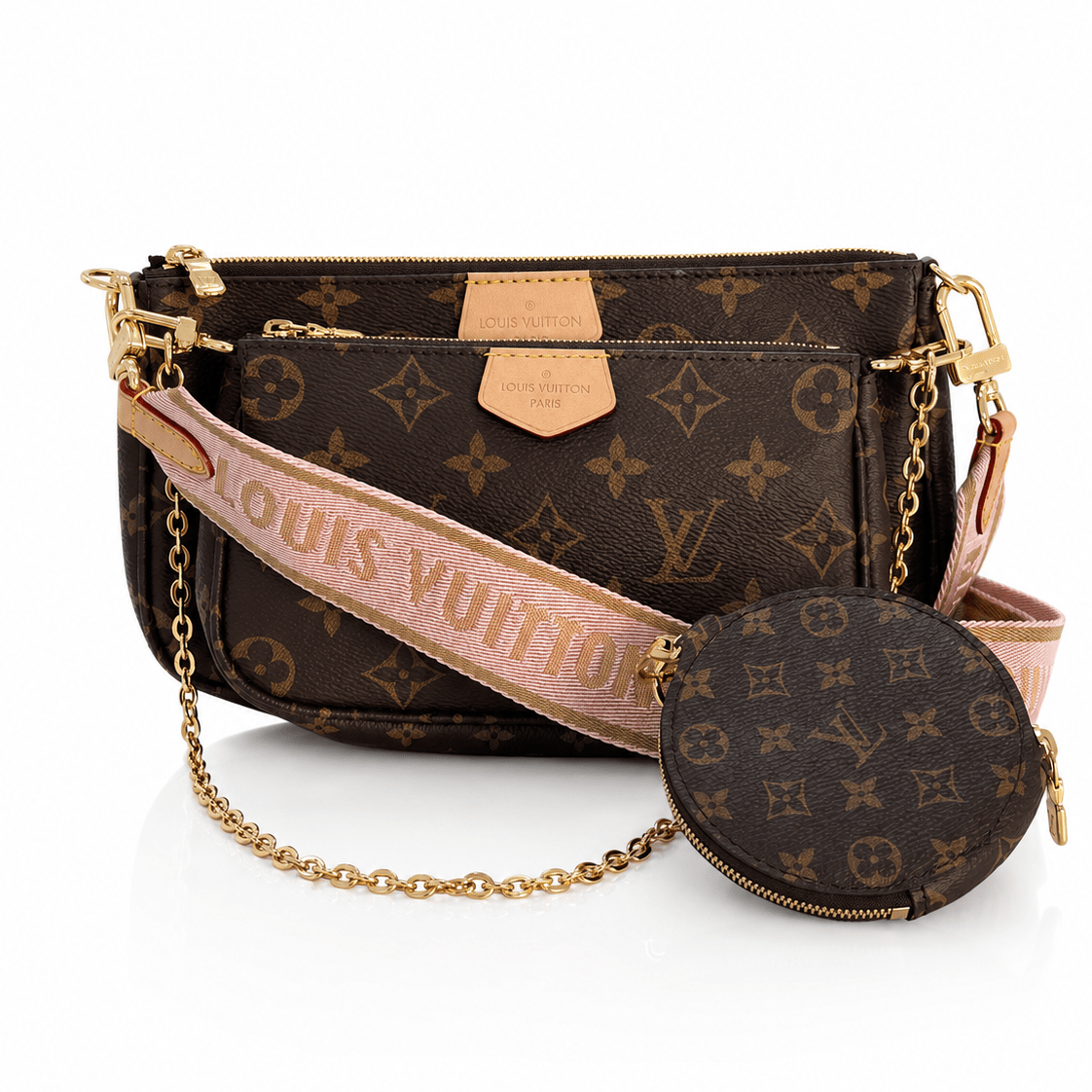Louis Vuitton Multi Pochette Accessoires Monogram Pink Crossbody Bag - Pre Loved