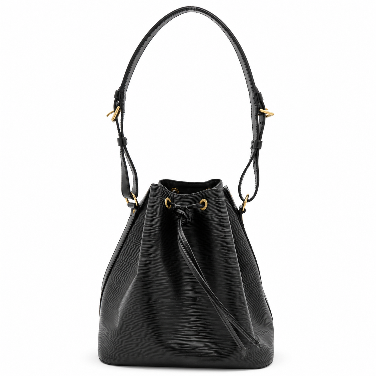 Louis Vuitton Petite Noe Drawstring Bucket Bag Black Epi Leather