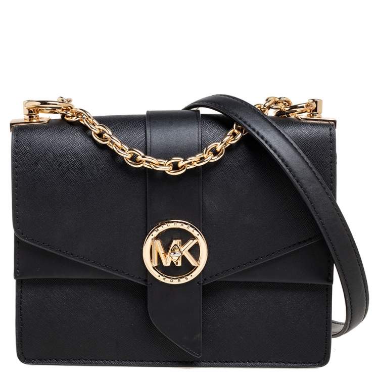 Michael Kors Small Saffiano Leather Greenwich Crossbody Bag - Black