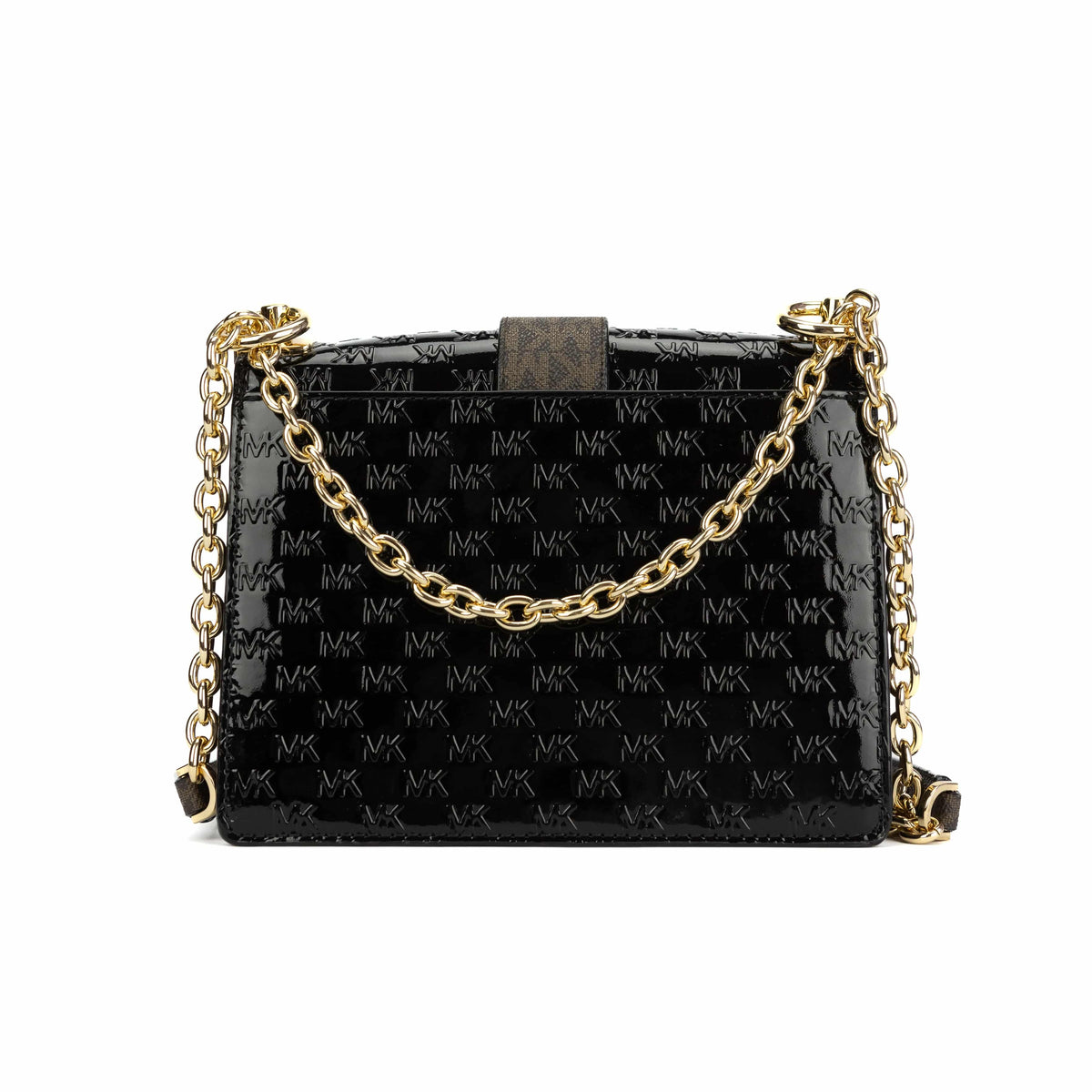Michael Kors Greenwich Extra-Small Logo Embossed Patent Leather Crossbody Bag - Black/Acorn – additional photo 4