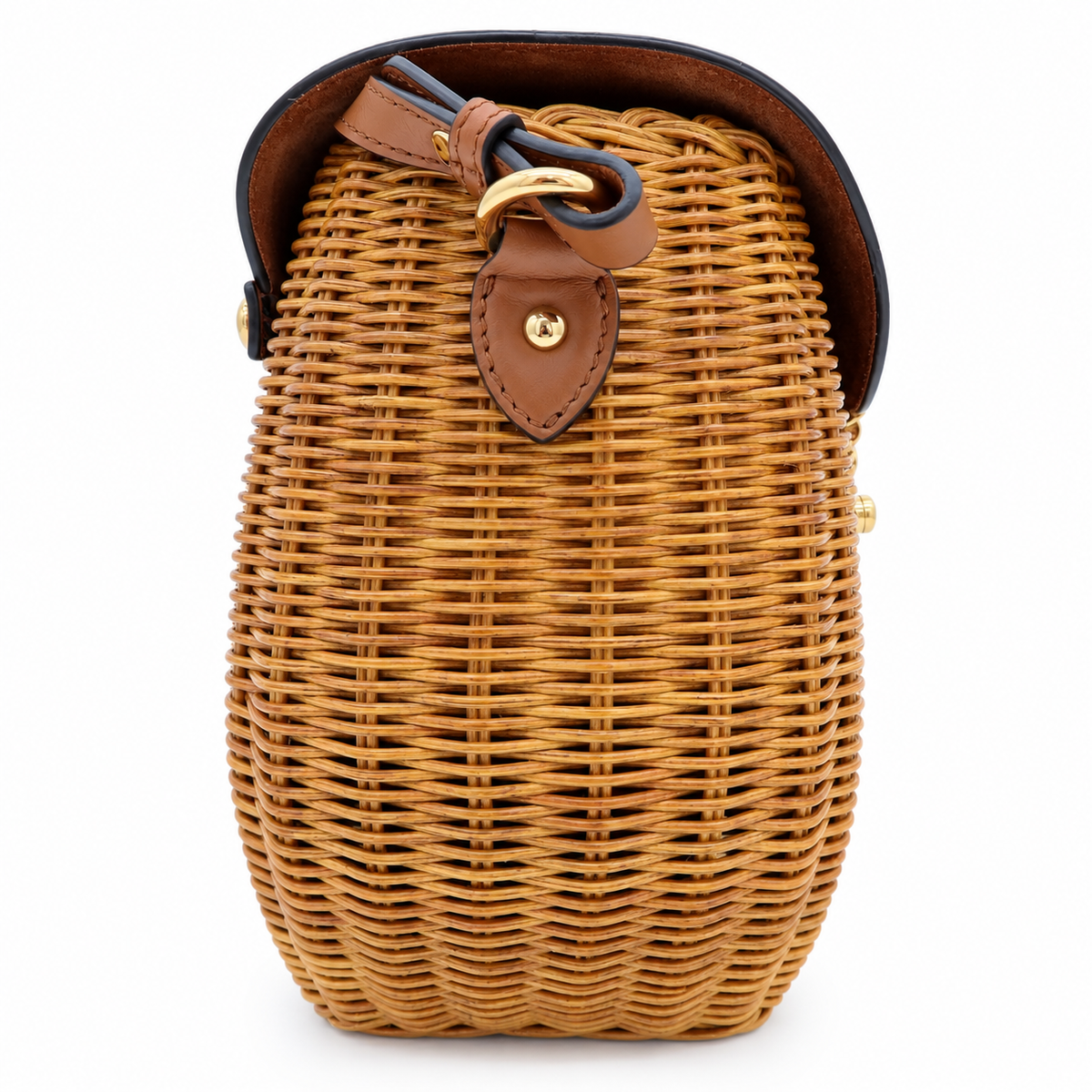 Miu Miu Straw & Leather-Trim Crossbody Bag – Natural/Tan with Gold-Tone Hardware – additional photo 4