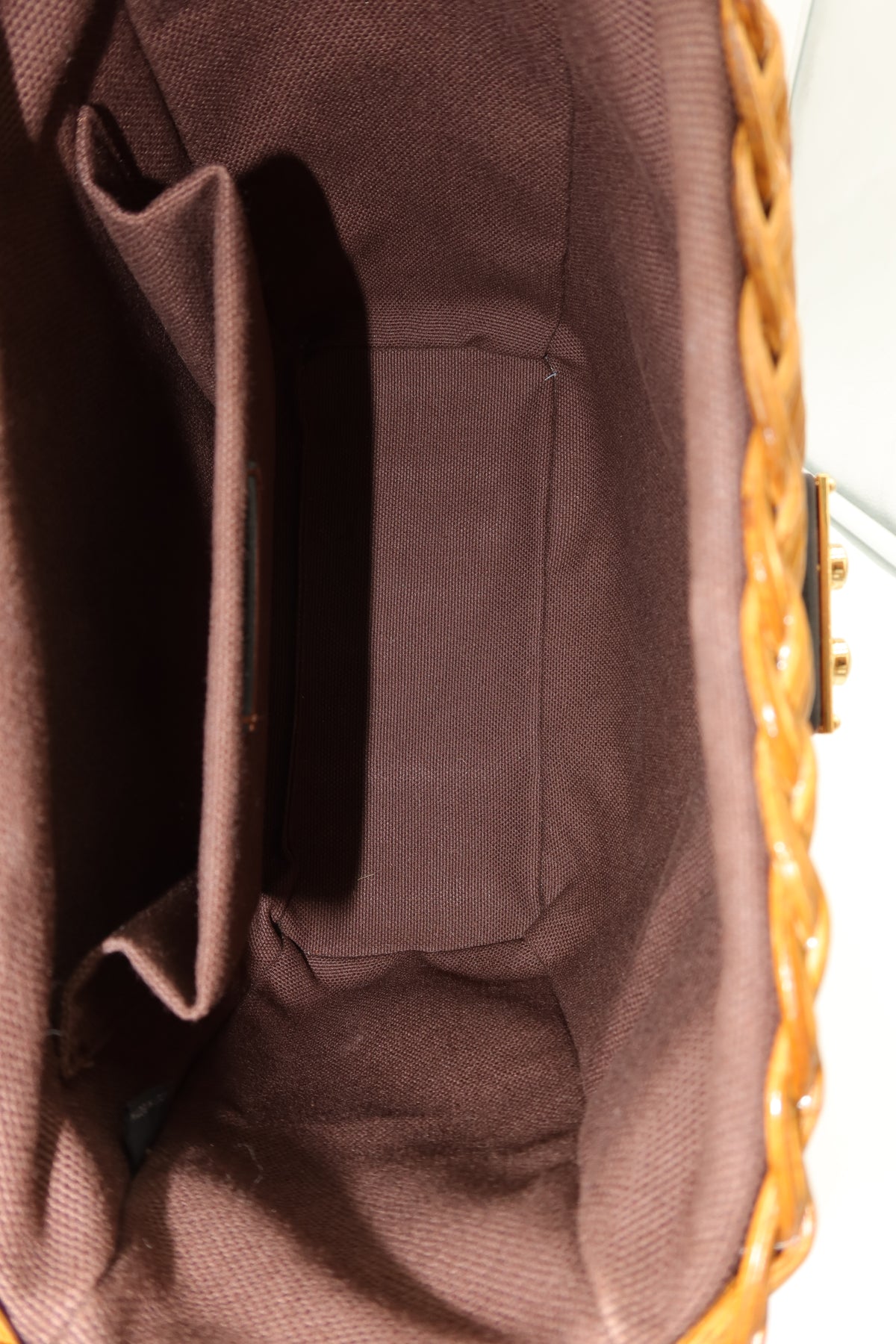 Miu Miu Straw & Leather-Trim Crossbody Bag – Natural/Tan with Gold-Tone Hardware – additional photo 9