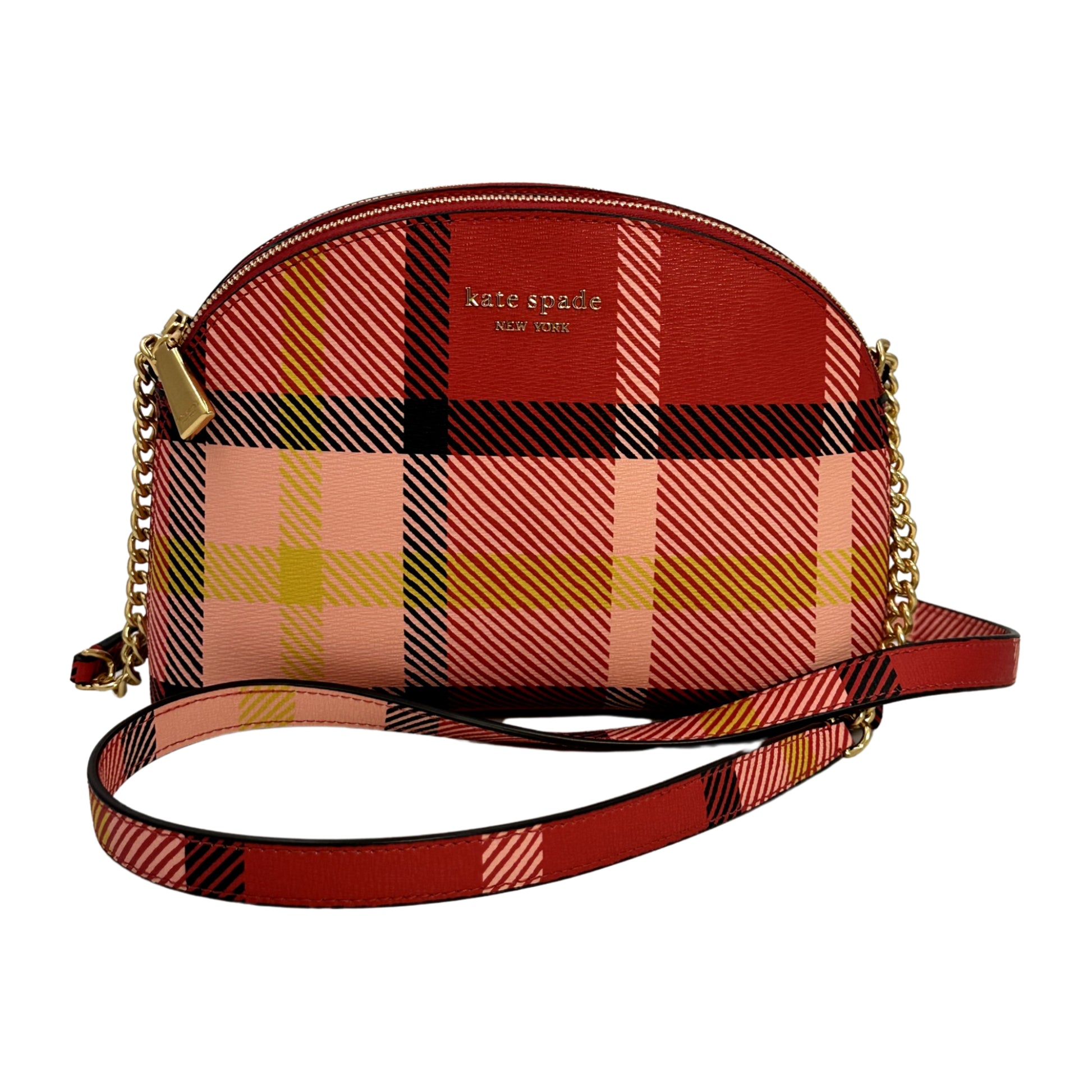 Kate Spade New York Morgan Museum Plaid Double Zip Dome Women's Small Crossbody - Red Multi - 196021356032