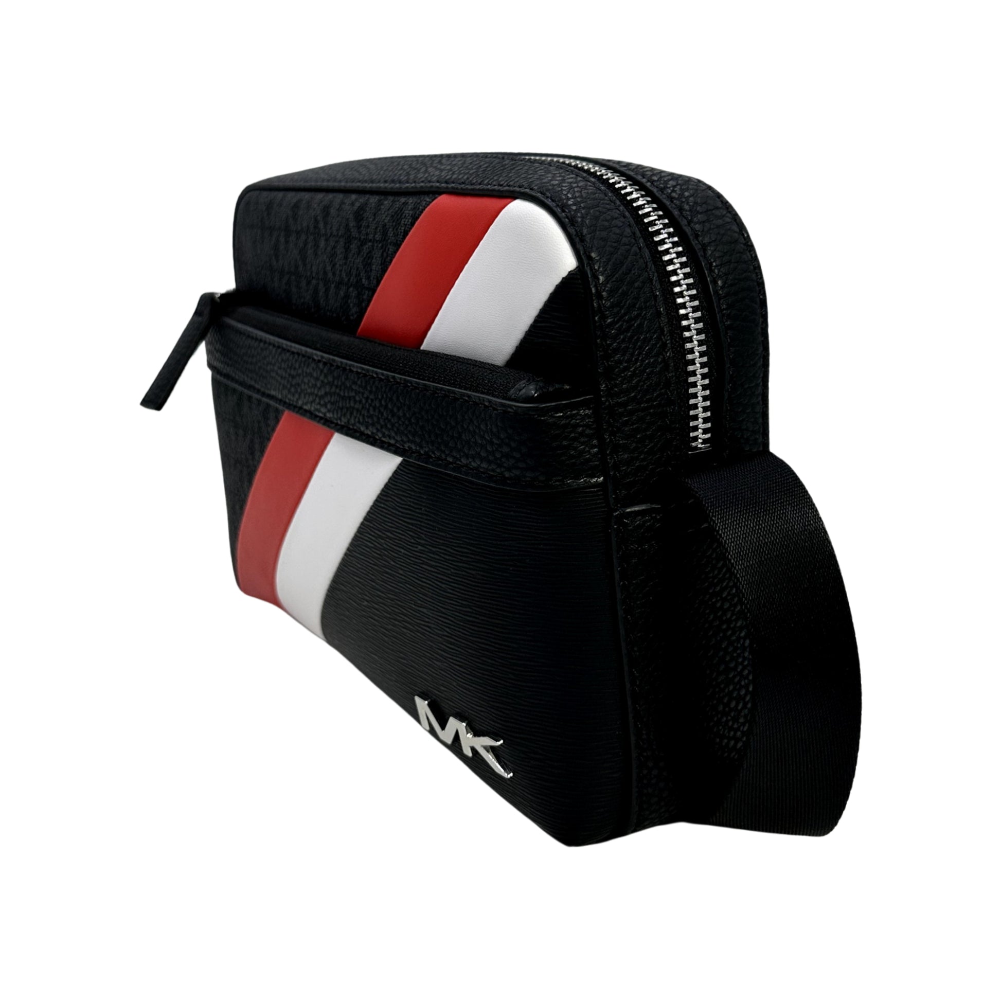 Michael Kors Cooper Logo Stripe And Faux Leather Crossbody Bag - Black Multi - 196237265630