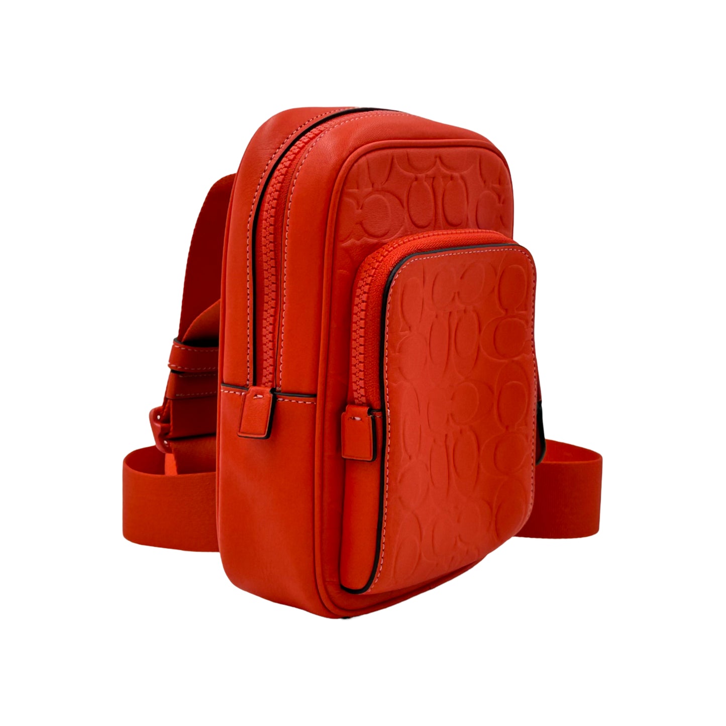 Coach Track Pack 14 In Signature Leather - Red Orange