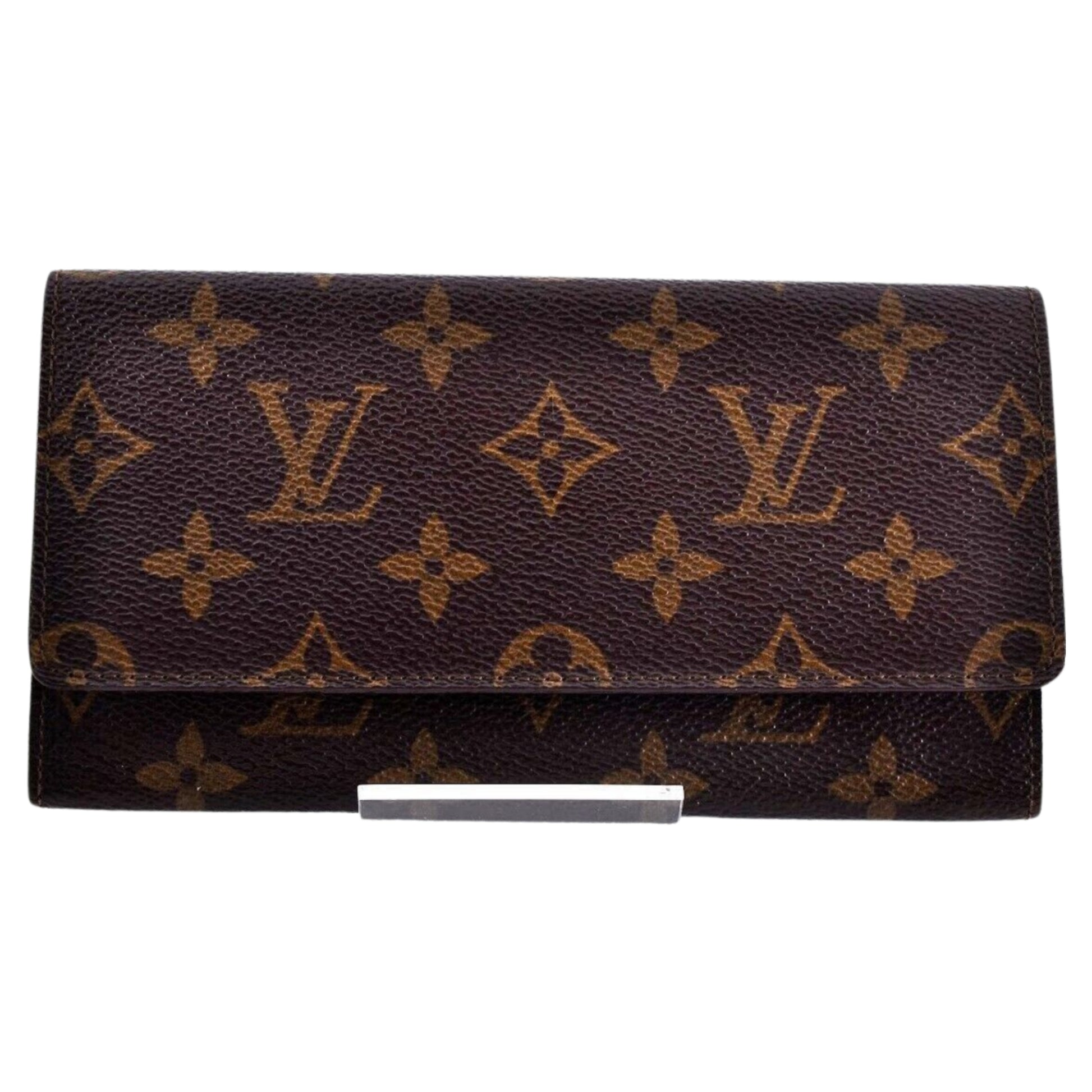 LOUIS VUITTON LV Monogram Leather Brown Bi-Fold PVC Long Wallet - Pre-Owned