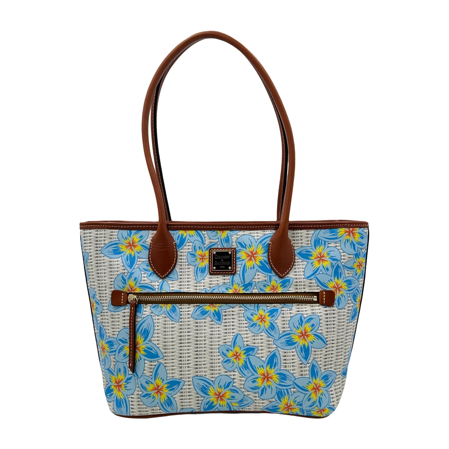 Dooney & Bourke Plumeria Large Tote Flowers Handbag -  Sky Blue Multi