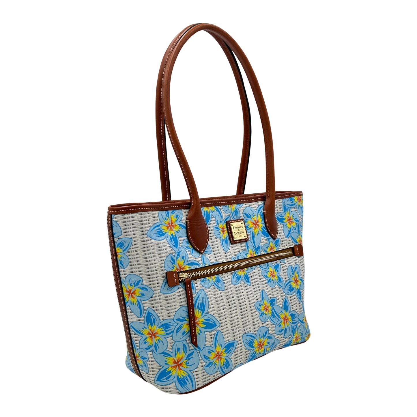 Dooney & Bourke Plumeria Large Tote Flowers Handbag -  Sky Blue Multi