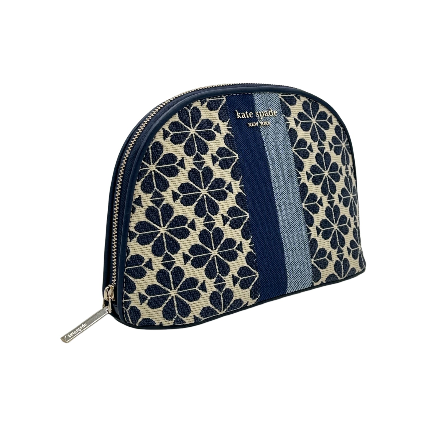 Kate Spade New York Flower Jacquard Stripe Large Dome Cosmetic Case - Blue