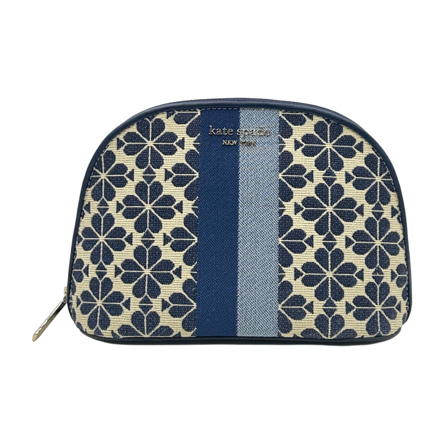 Kate Spade New York Flower Jacquard Stripe Large Dome Cosmetic Case - Blue
