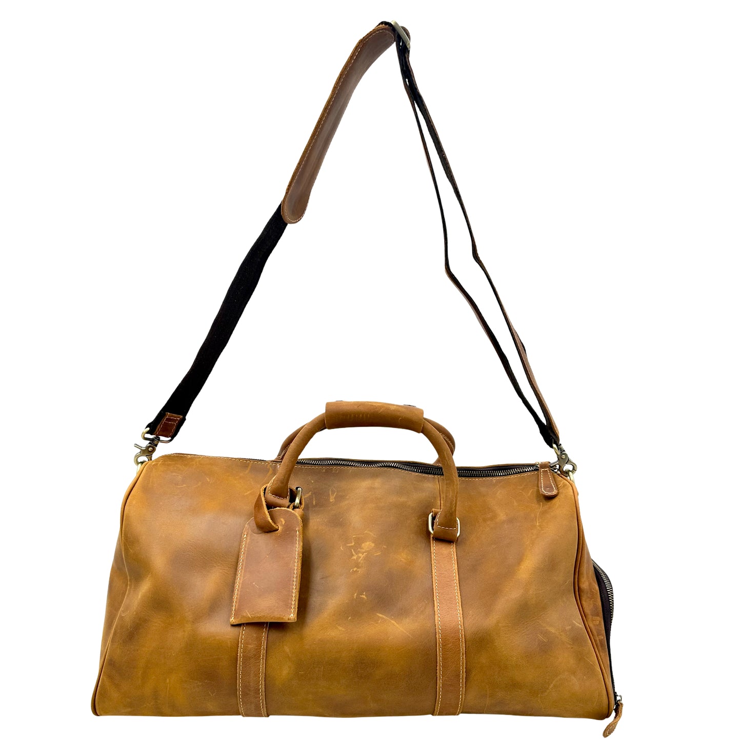 Lip Printed Duffle Bag- Brown/ Multi