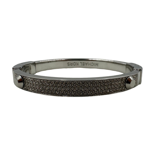 Michael Kors Silver-Tone Crystal Pave Astor Stud Bangle Bracelet - MKJ2746040