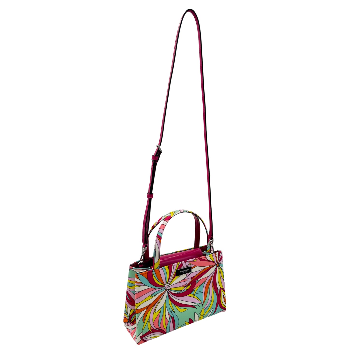 Kate Spade Sam Icon Anemone Floral Small Tote Nylon Crossbody - Pink Multi