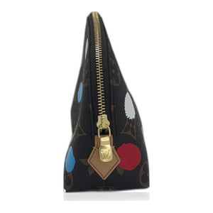 Louis Vuitton x Yayoi Kusama Cosmetic Pouch side zip view on white studio background