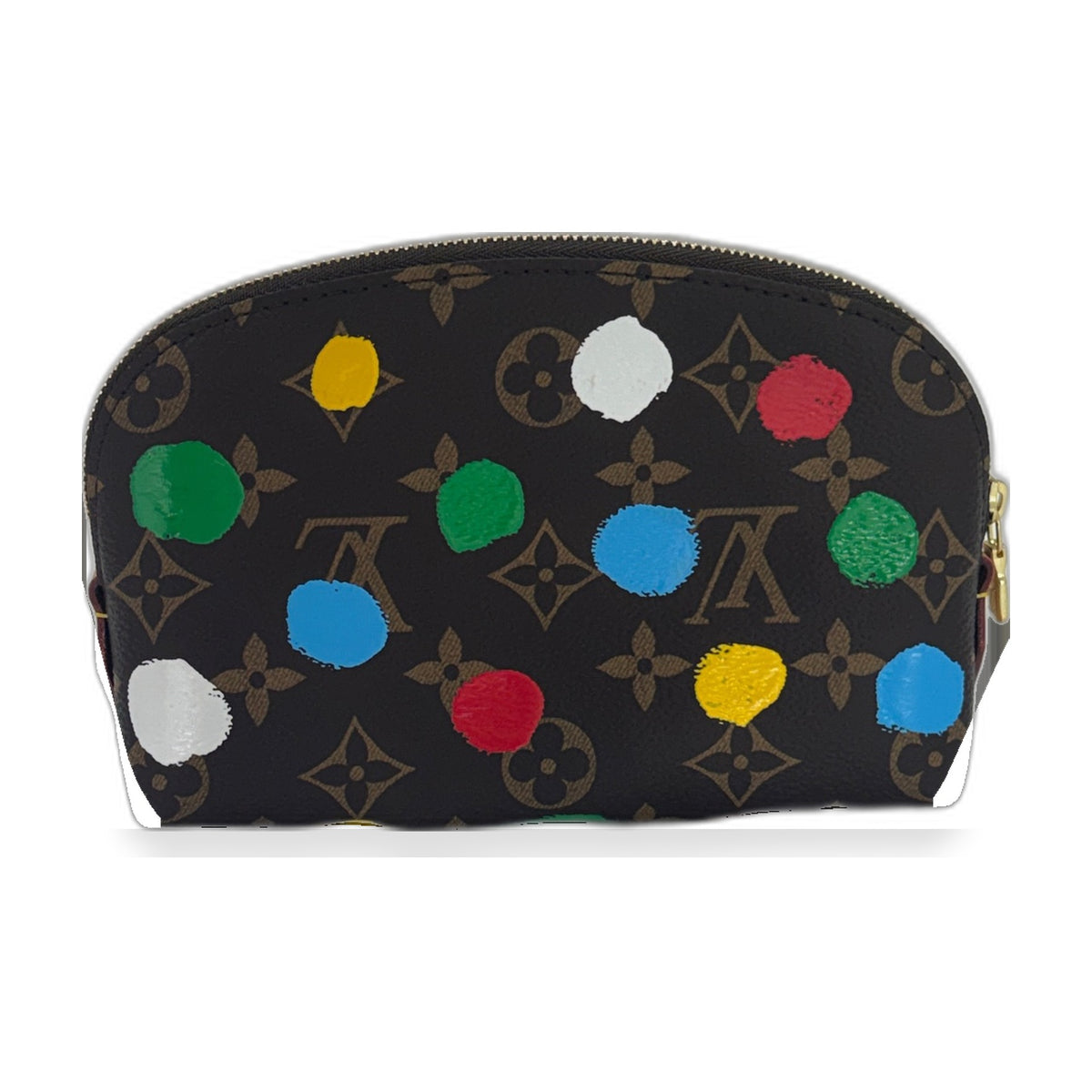Louis Vuitton x Yayoi Kusama Cosmetic Pouch back view on white studio background