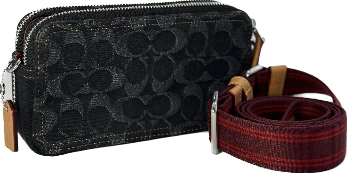 Coach Black Denim Kira Convertible Crossbody Wristlet - CE778