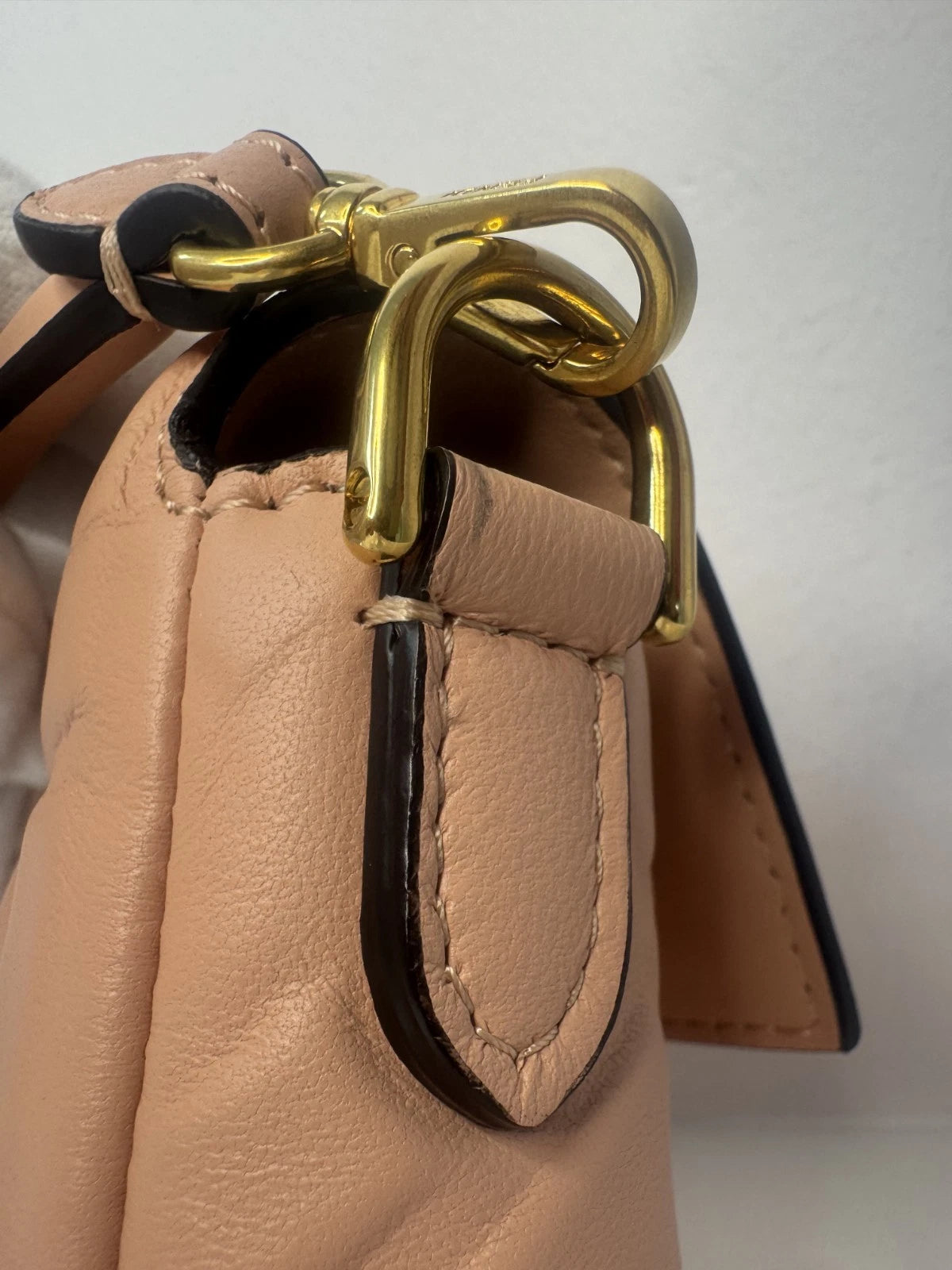 Fendi Pink Leather FF Embossed Nano Baguette Shoulder Bag with Gold Hardware