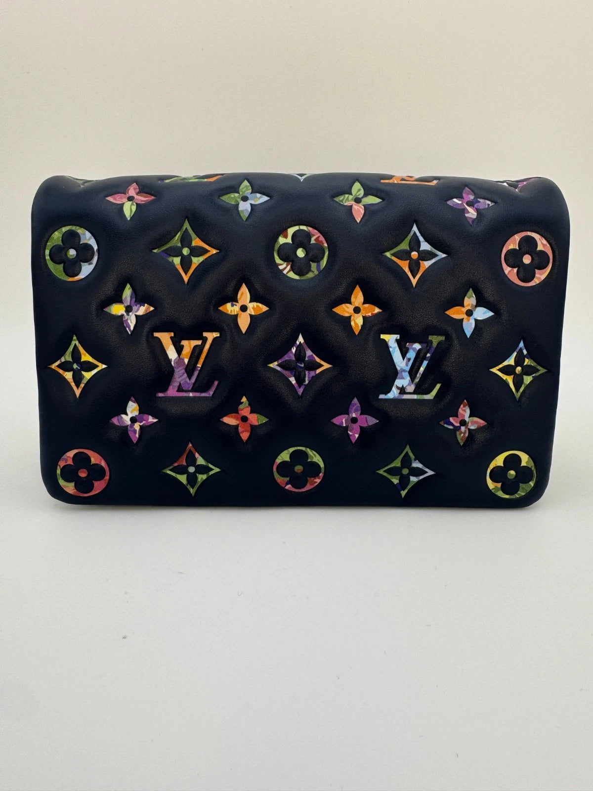 Louis Vuitton Multicolor Monogram Leather Wallet Navy Blue LV Logo