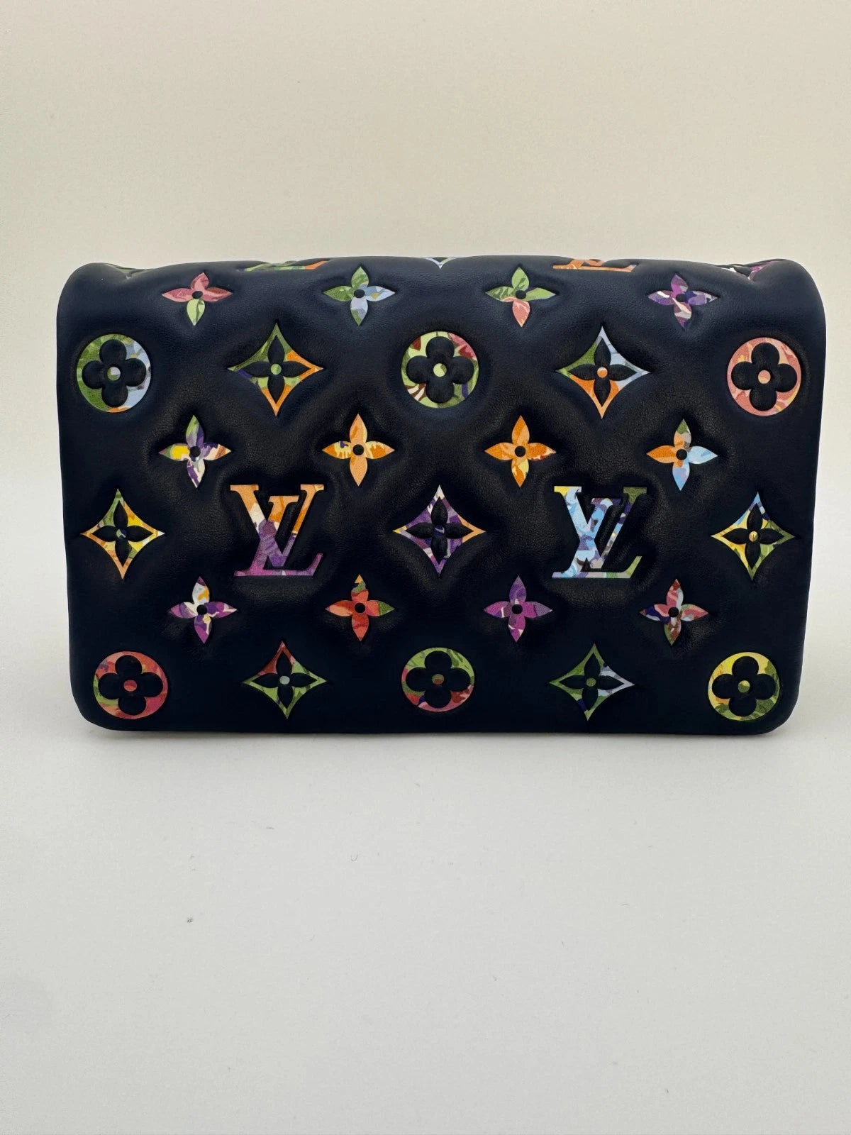 Louis Vuitton Multicolor Monogram Leather Wallet Navy Blue LV Logo