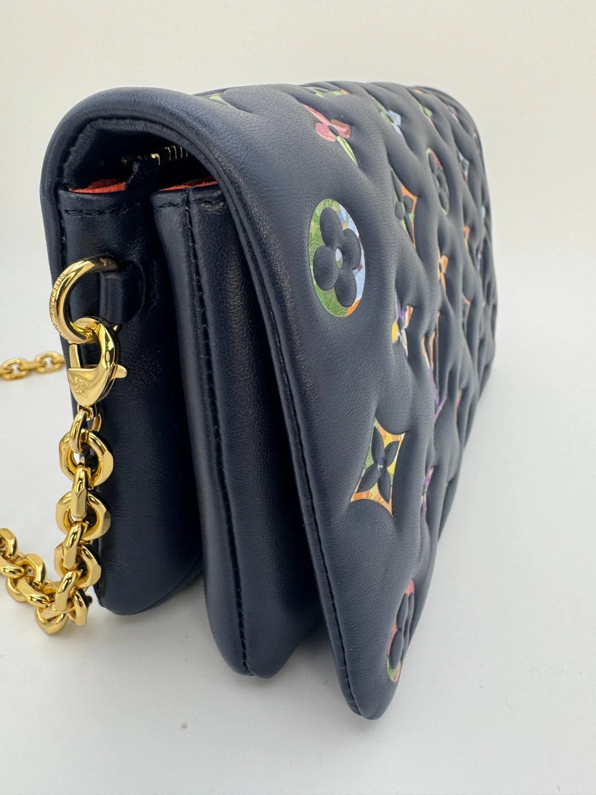 Louis Vuitton Multicolor Monogram Leather Wallet Navy Blue LV Logo
