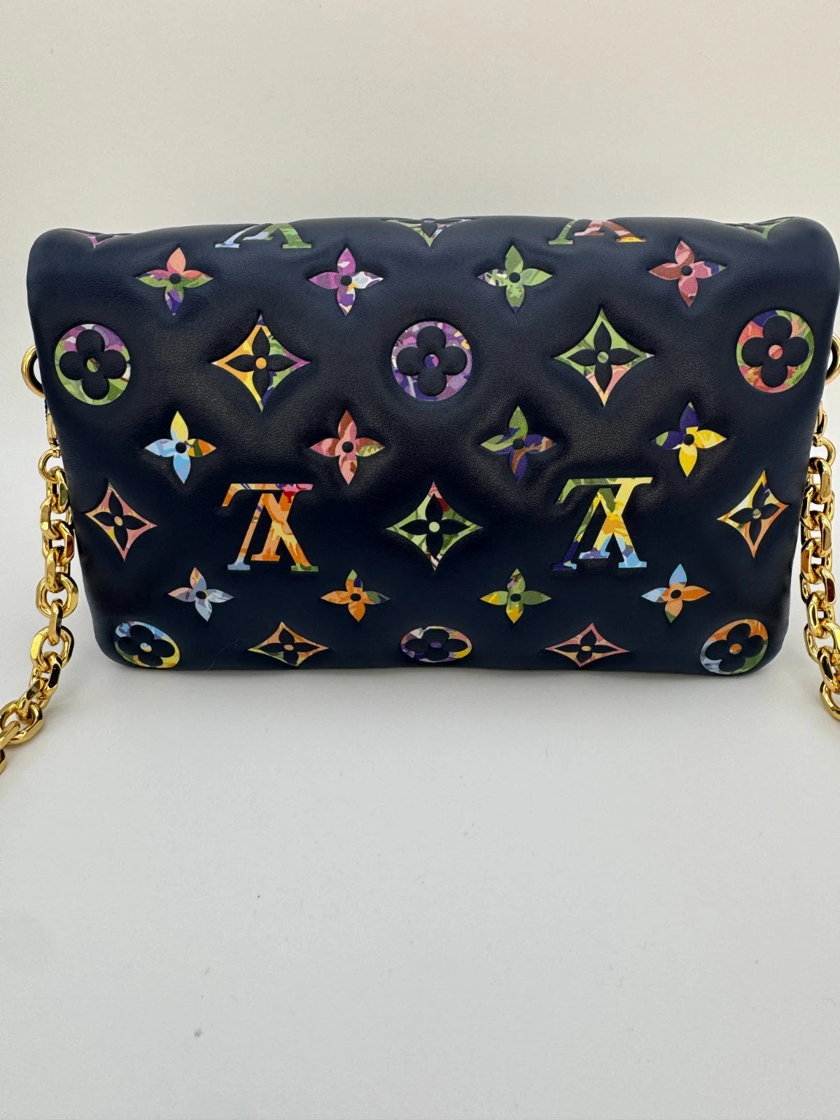 Louis Vuitton Multicolor Monogram Leather Wallet Navy Blue LV Logo
