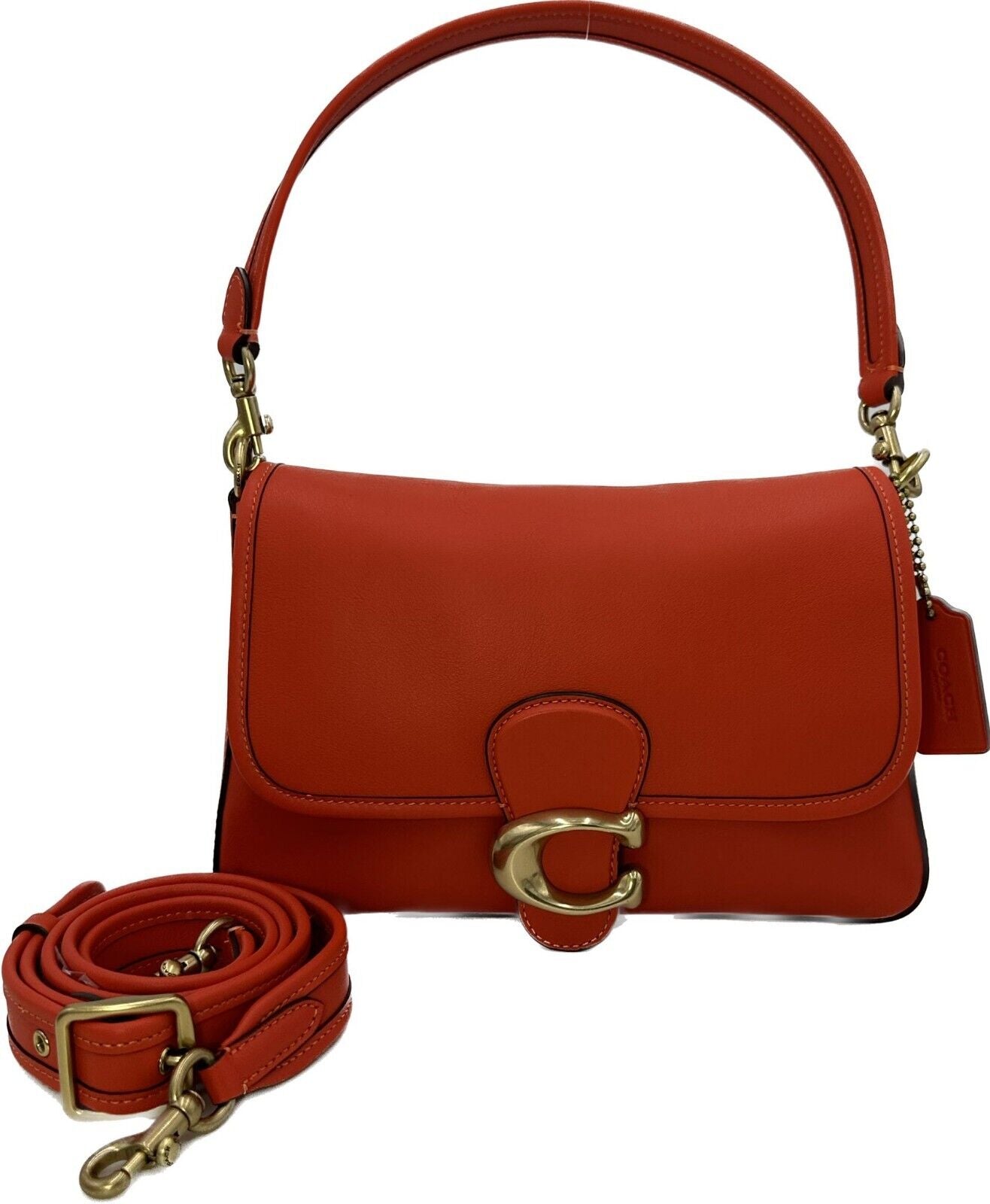 Coach Women's Red Orange Soft Tabby Calf Leather Shoulder Bag