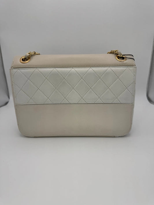 Chanel Timeless Classique Quilted Leather Crossbody Bag Beige Gold Hardware